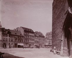 Mi- N 907 Blick vom Neuen Markt zur Papenstraße, rechts angeschnitten der Eingangsbereich der Marienkirche, F. Albert Schwartz, um 1880 (selten), Eigentum des VfdGB