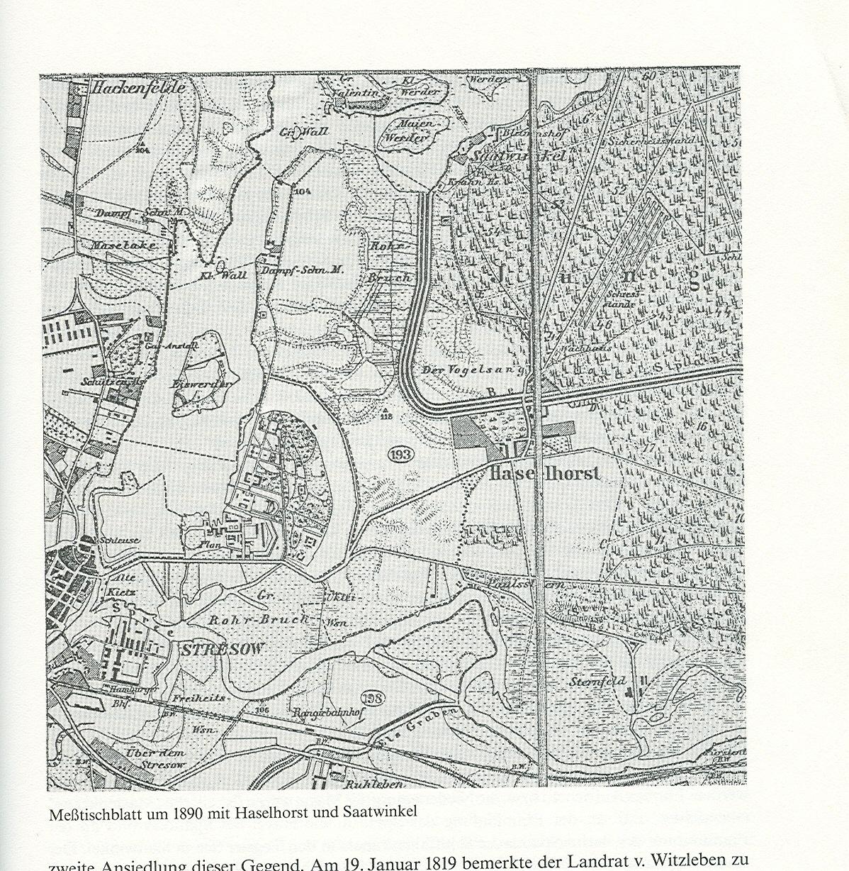Meßtischblatt um 1890 mit Haselhorst und Saatwinkel